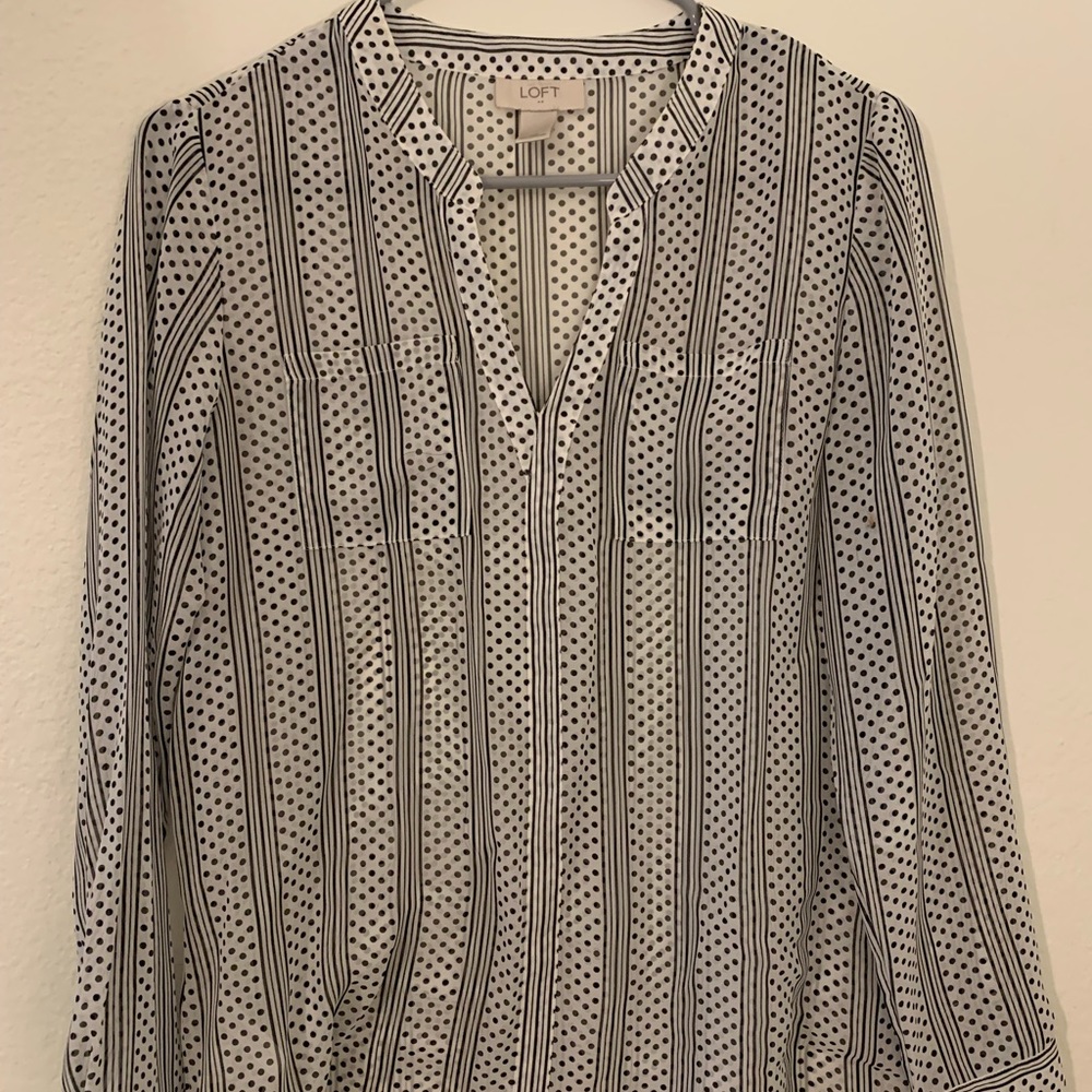 LOFT Sheer Longsleeve Blouse